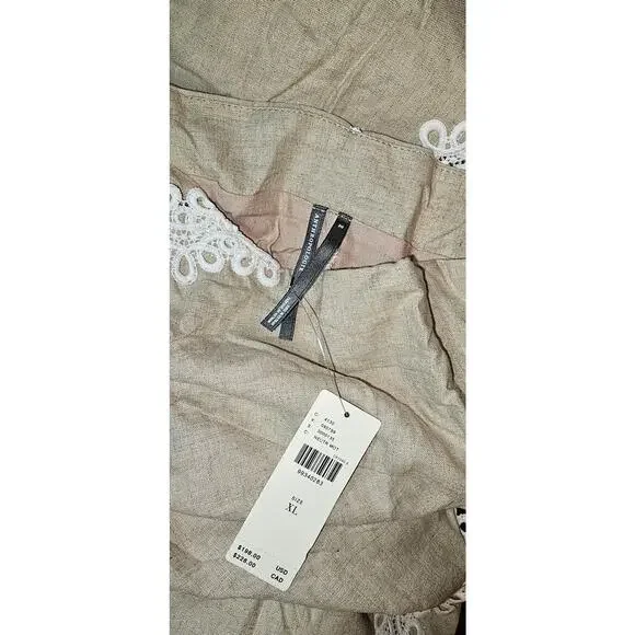 NWT Anthropologie Linen Blend Sleeveless Square-Neck Midi Dress $198 X-LARGE Tan - Picture 4 of 4